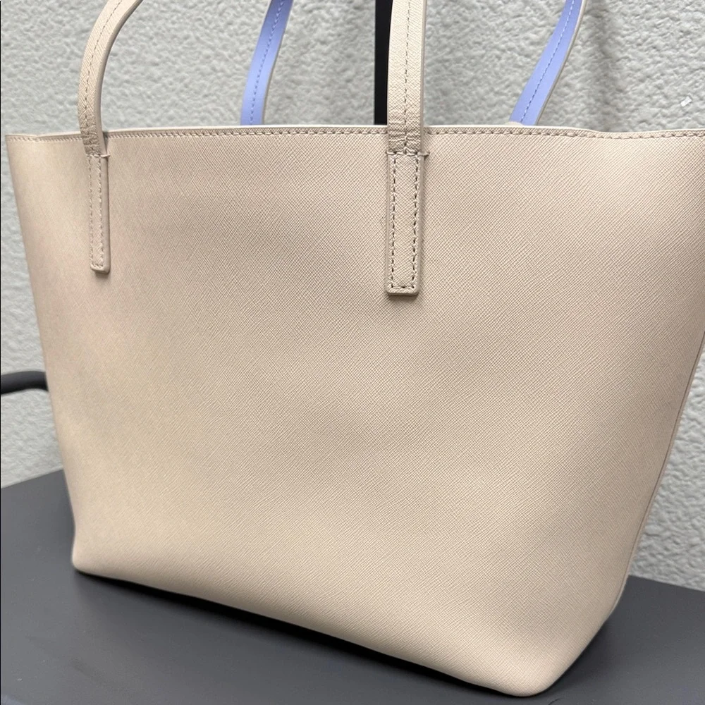 Kate Spade Beige Tote with periwinkle Interior
